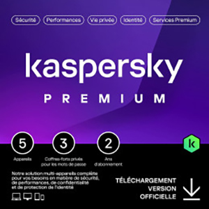 Kaspersky Premium 2026 – Multidevice 5 App 2 Ans – PC Mac Android iOS – Edition Française