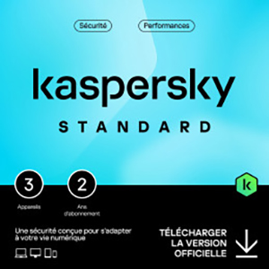Kaspersky Standard 2026 – Multidevice 3 App 2 Ans – PC Mac Android iOS – Edition Française – Licence livrée par mail 24h/24